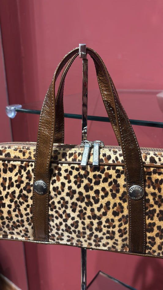 MOSCHINO ANIMAL PRINT VELVET BAG