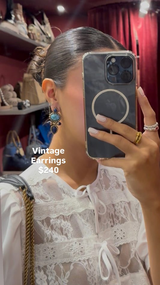 BLUE CIRCLES PENDANT EARRINGS