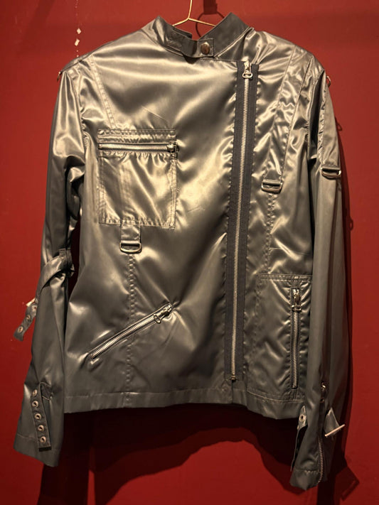 SPORTY SILVER JACKET WITH BUCKLES