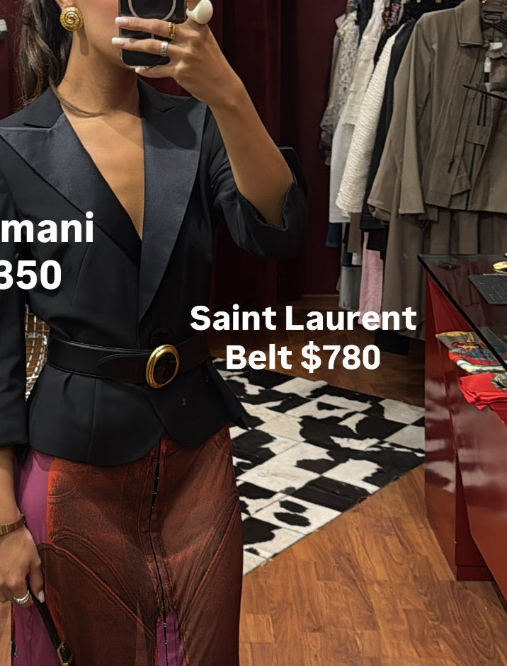 SAINT LAURENT OVAL LEATHER BELT