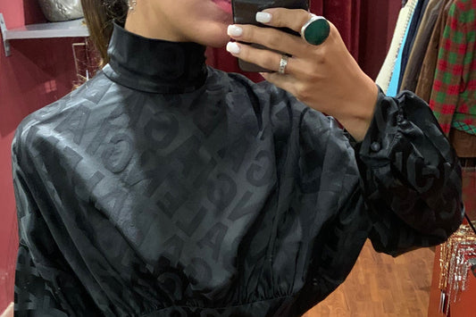 BALENCIAGA HIGH-NECK SILK TOP