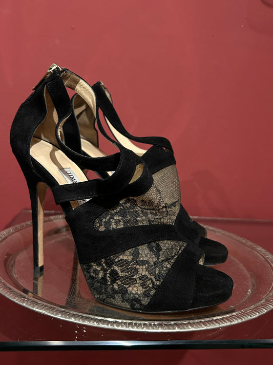 JIMMY CHOO LACE AND VELVET SHOES (38)