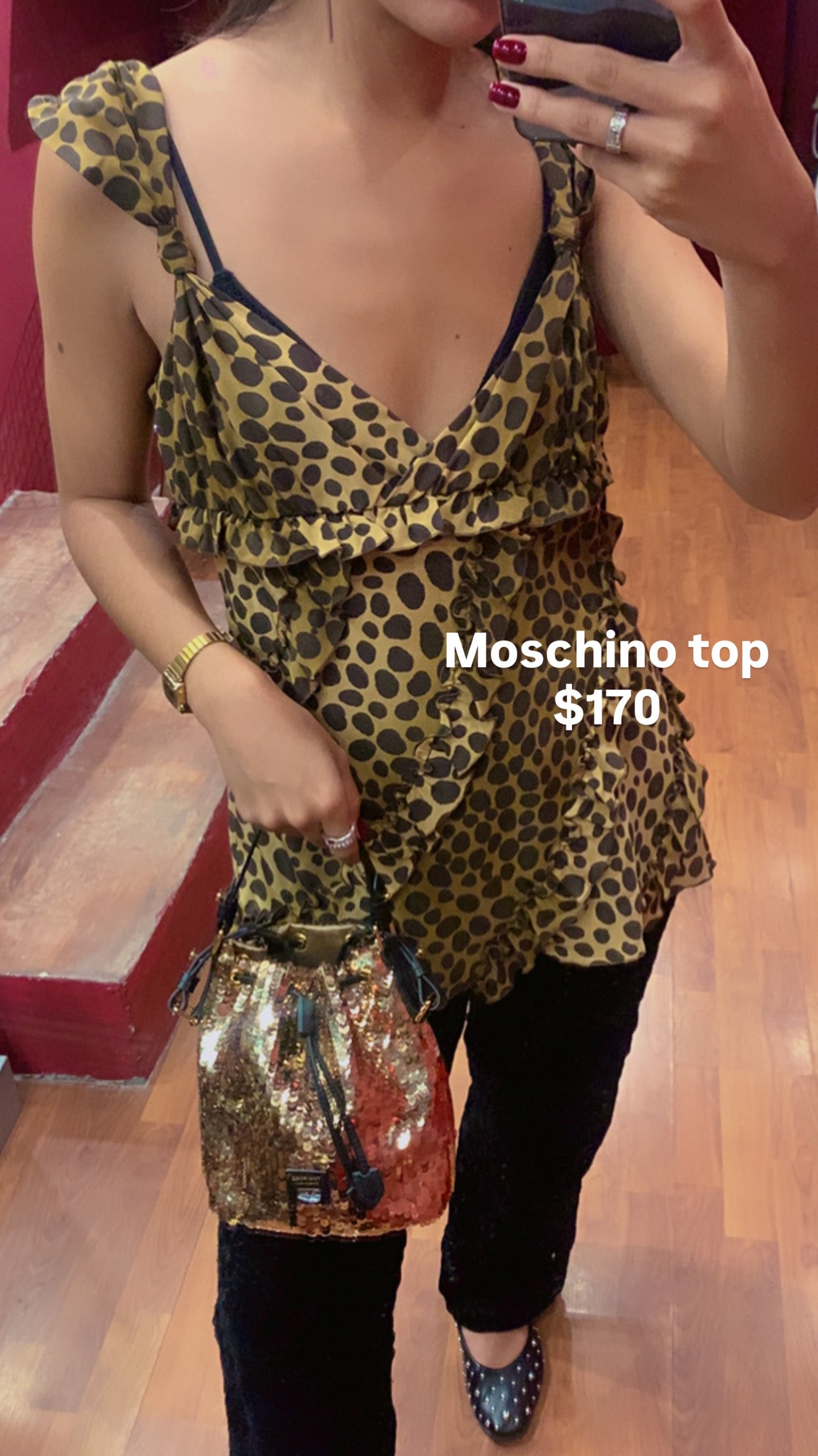 MOSCHINO LEOPARD PRINT STRAPPY TOP