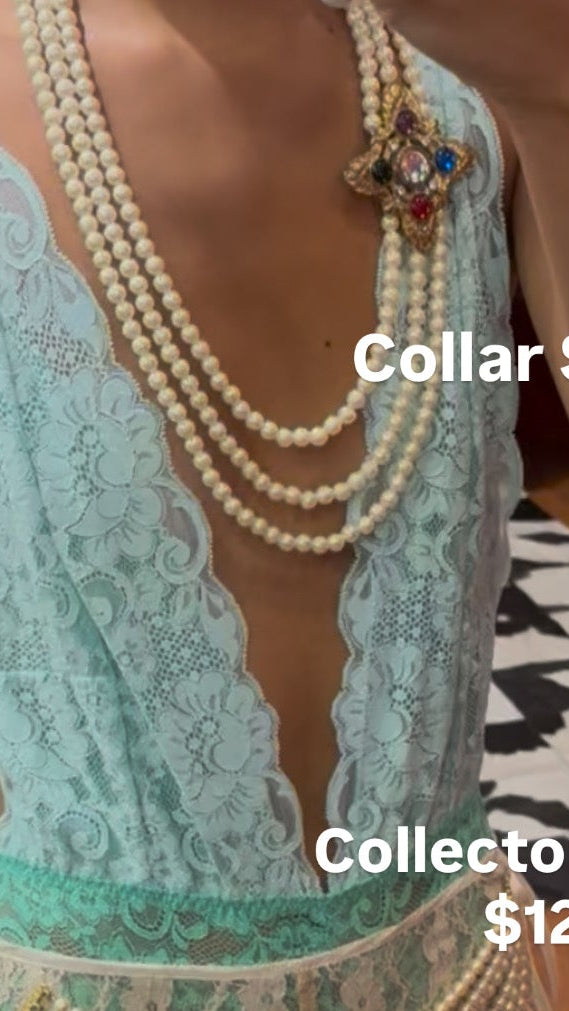 LONG PEARL NECKLACE WITH MULTICOLOR PIECE