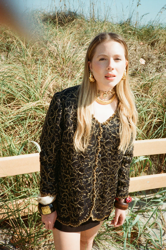 VINTAGE LACE JACKET WITH GOLD-TONES