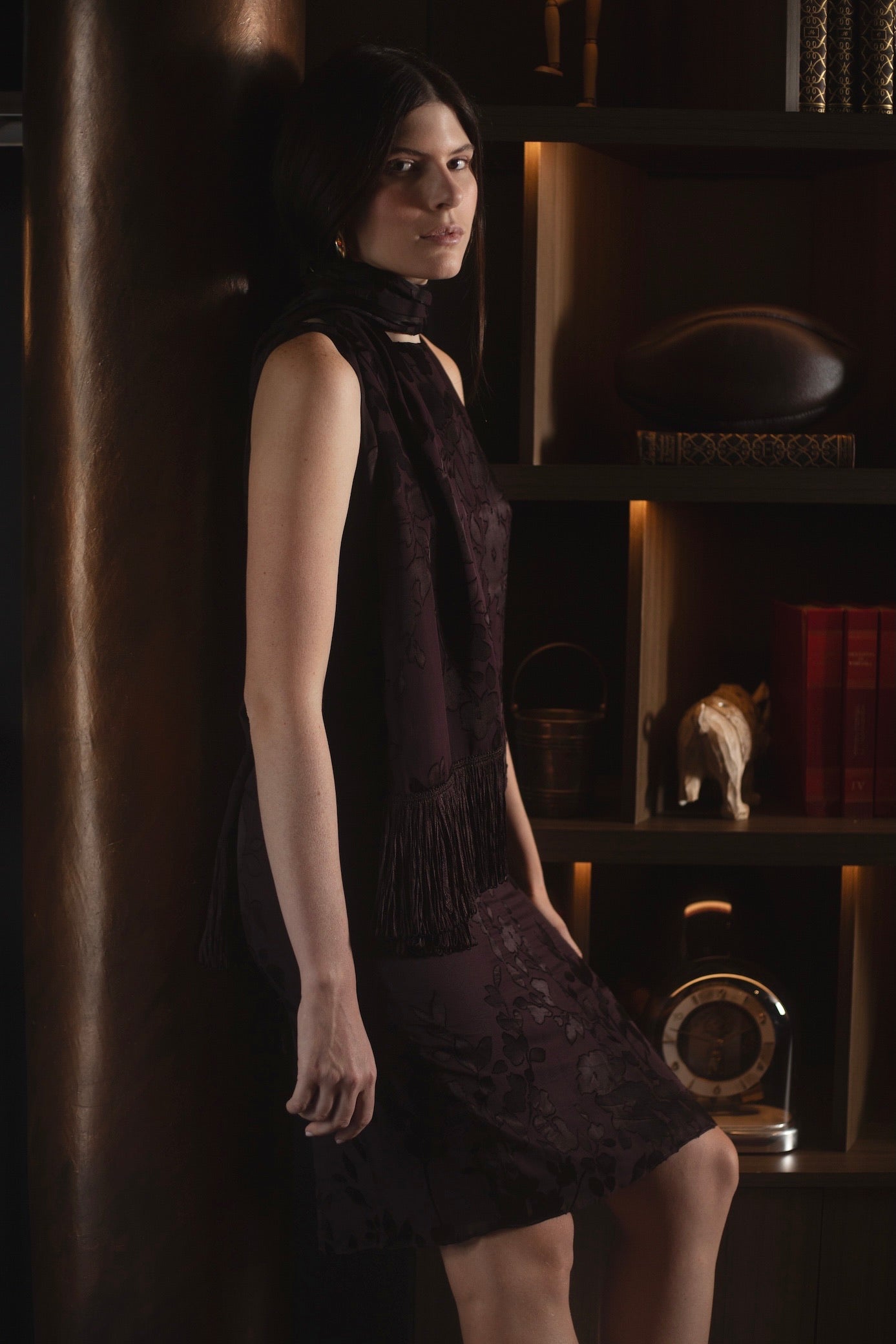 SILK JACQUARD TOP, SKIRT & FOULARD SET