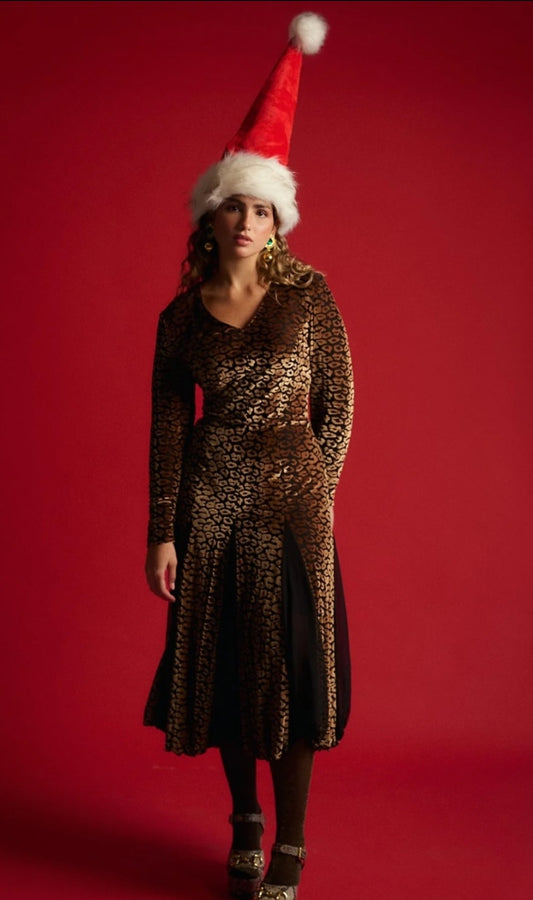 VELVET ANIMAL PRINT DRESS