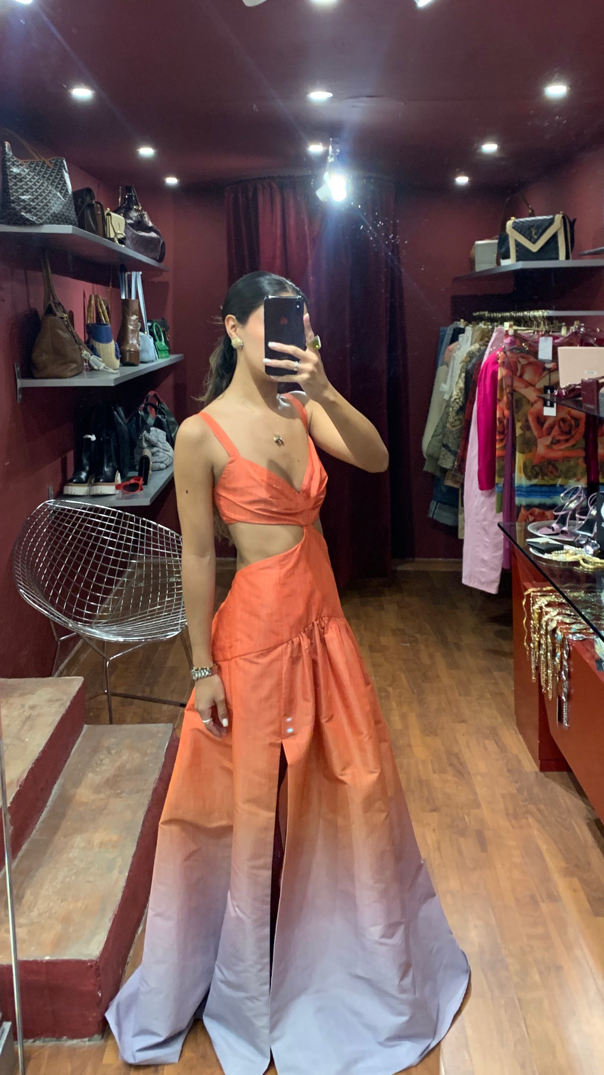SILVIA TCHERASSI LONG CUT-OUT ELEGANT DRESS