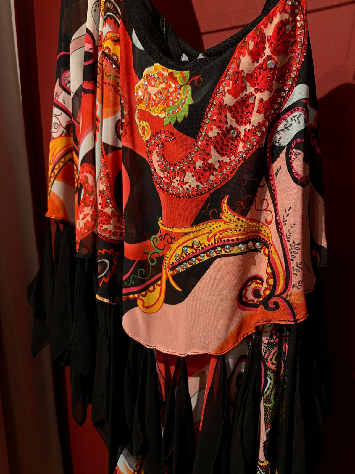 GIA MATTIOLO ASSYMETRIC PRINTED DRESS WITH BLACK FABRICS