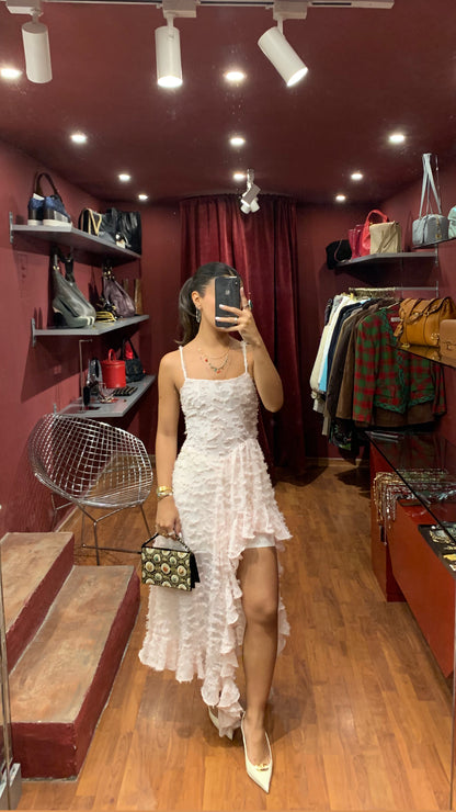COLLINA STRADA ASSYMETRIC RUFFLED SKIRT STRAPPY DRESS