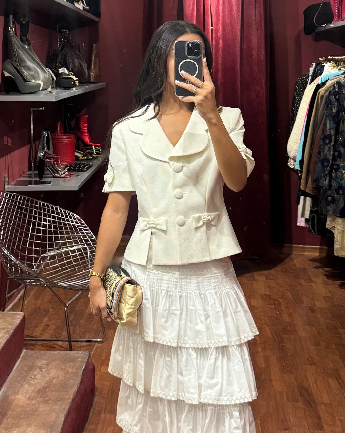SHORT SLEEVED JACKET AND SKIRT SET