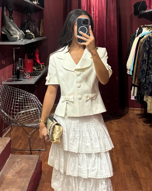 SHORT SLEEVED JACKET AND SKIRT SET