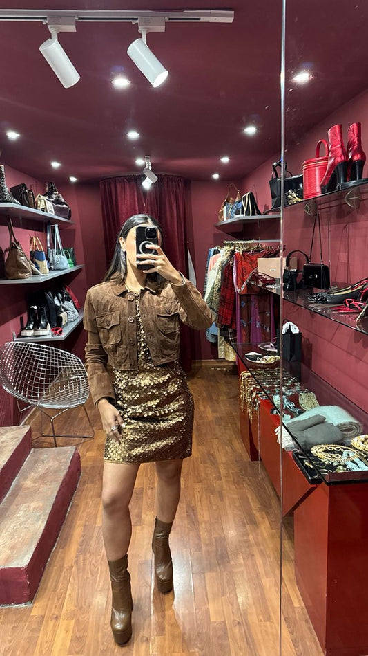 OSCAR CARVALLO METALLIC LEATHER DRESS