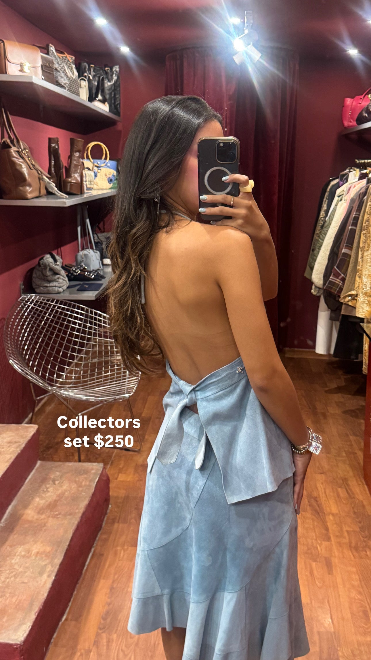LEATHER SKIRT AND HALTER TOP SET