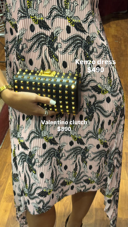 KENZO PLEATED & PRINTED SLEEVELESSS DRESS