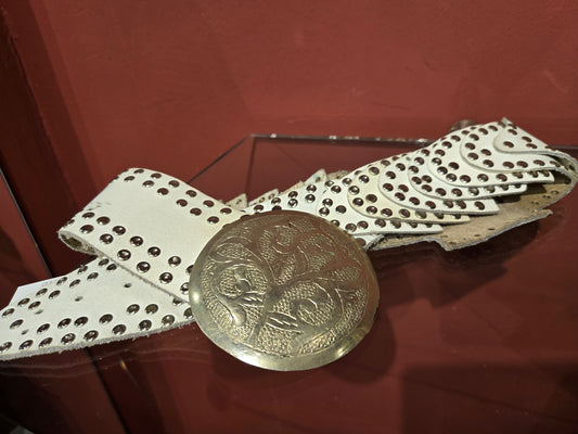 BRAIDED LEATHER BELT WITH COWBOY BUCKLE