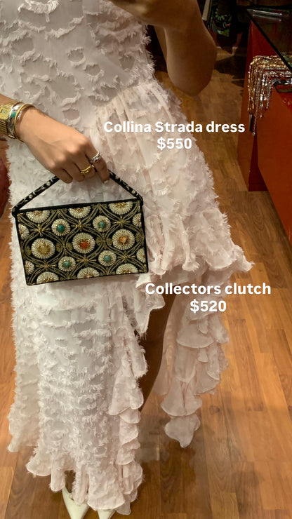 COLLINA STRADA ASSYMETRIC RUFFLED SKIRT STRAPPY DRESS
