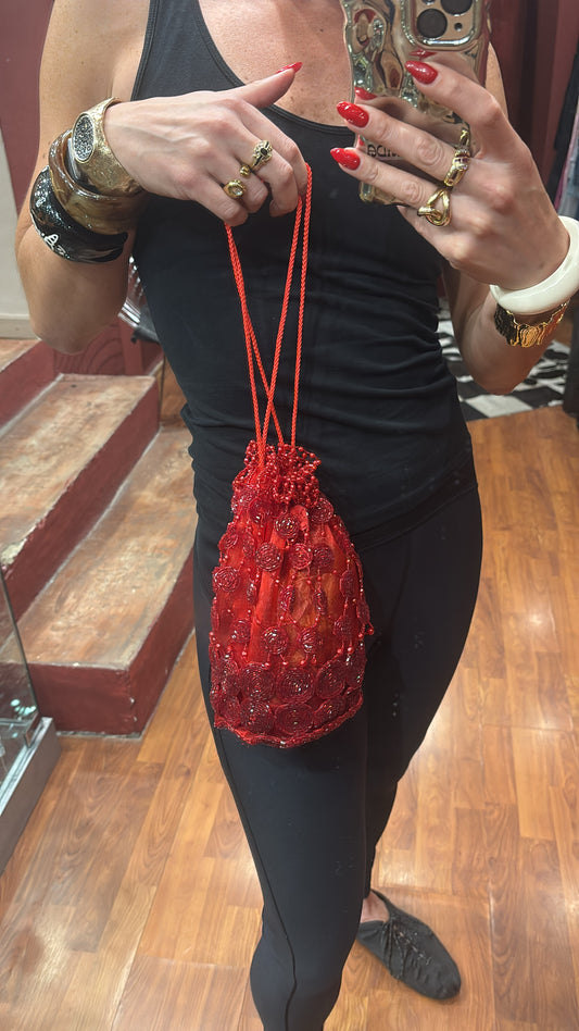 EMBROIDERED SILK POUCH