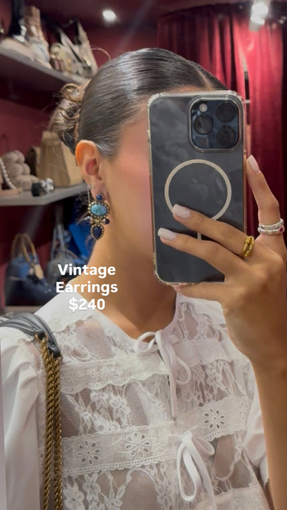 BLUE CIRCLES PENDANT EARRINGS