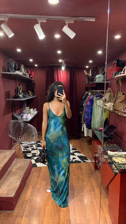 LONG & OPEN BACK MESH DRESS