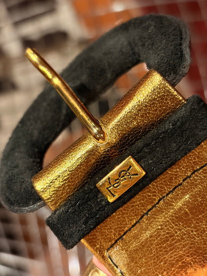 YVES SAINT LAURENT SUEDE BELT WITH GOLD DETAILS