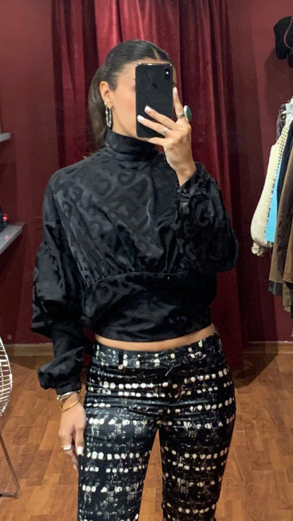 BALENCIAGA HIGH-NECK SILK TOP