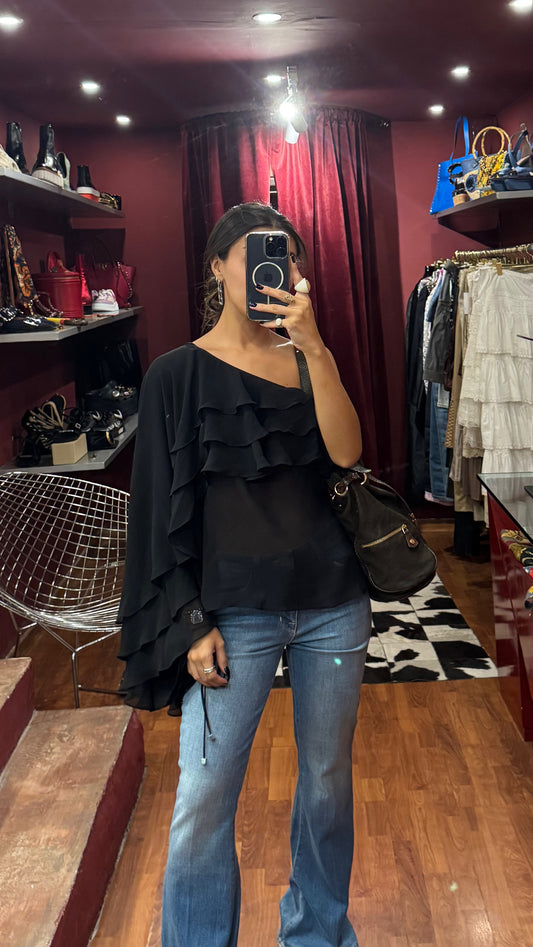 MICHAEL KORS SILK ASSYMETRIC CAPE TOP