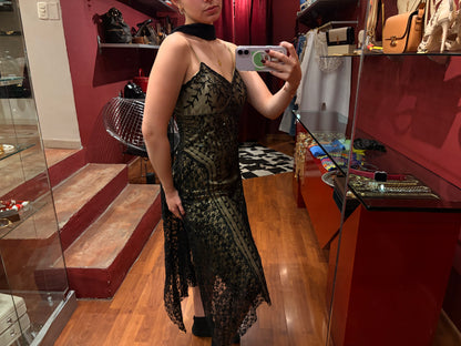 EMBROIDERED BEADS STRAPPY COCKTAIL DRESS