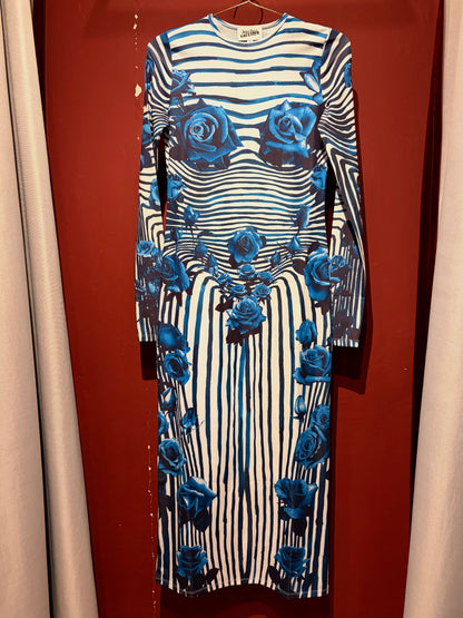 JEAN PAUL GAULTIER DRESS WITH BLUE FLOWER PRINT