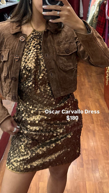 OSCAR CARVALLO METALLIC LEATHER DRESS