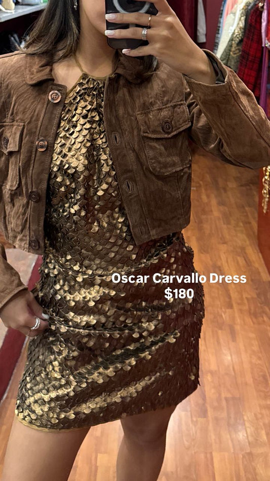 OSCAR CARVALLO METALLIC LEATHER DRESS