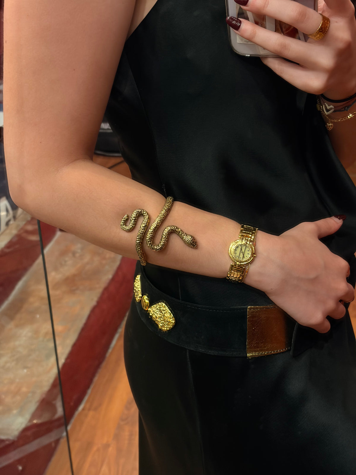 YVES SAINT LAURENT SUEDE BELT WITH GOLD DETAILS