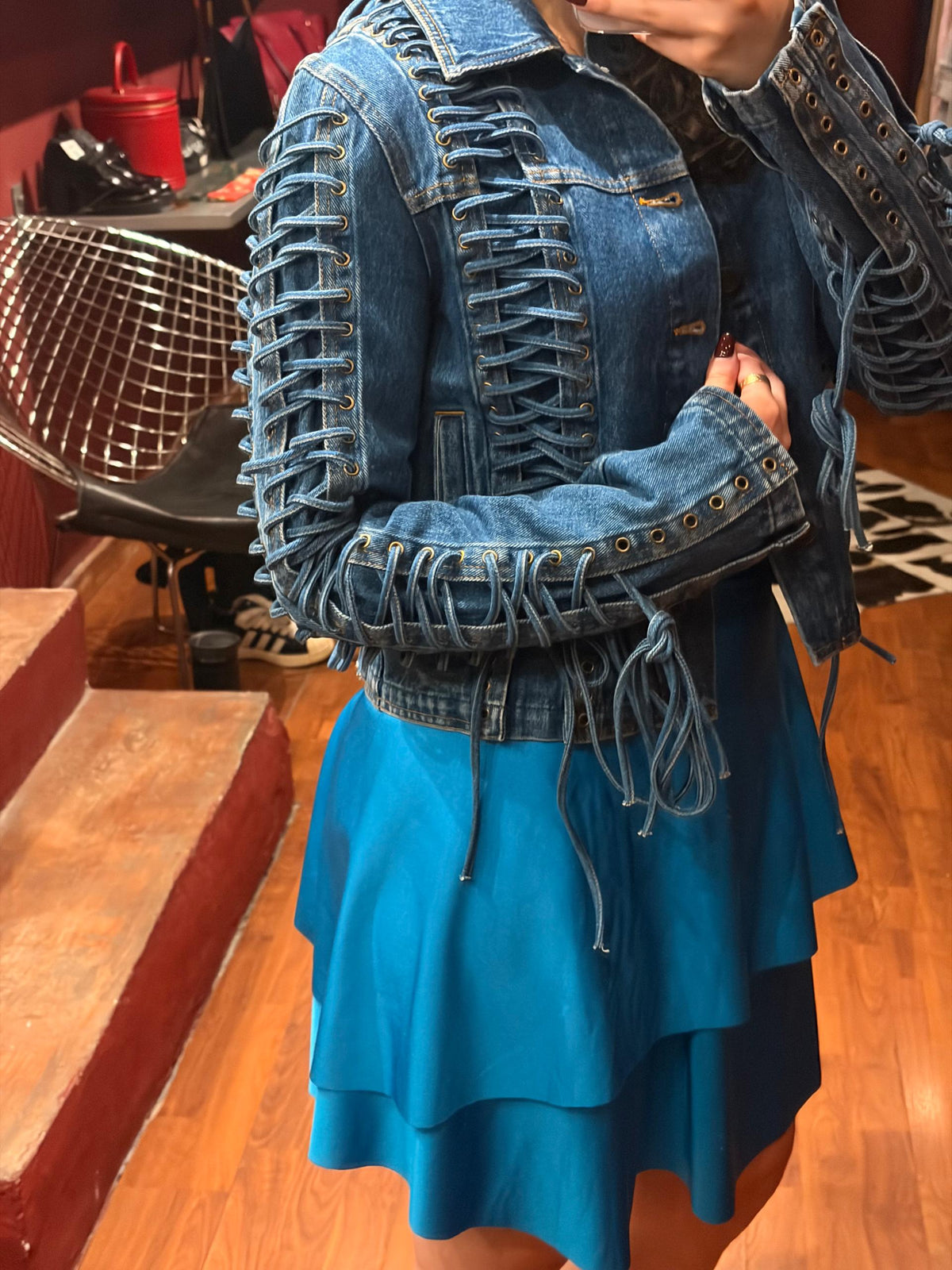 JEAN PAUL GAULTIER DENIM LACETS JACKET
