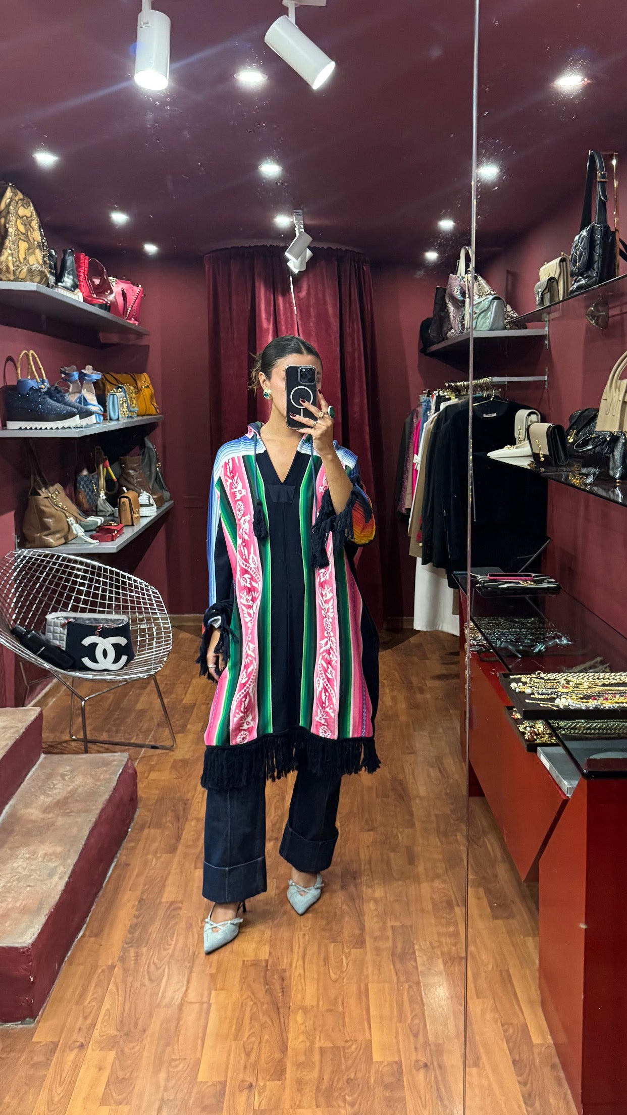 SACAI MULTICOLOR PONCHO