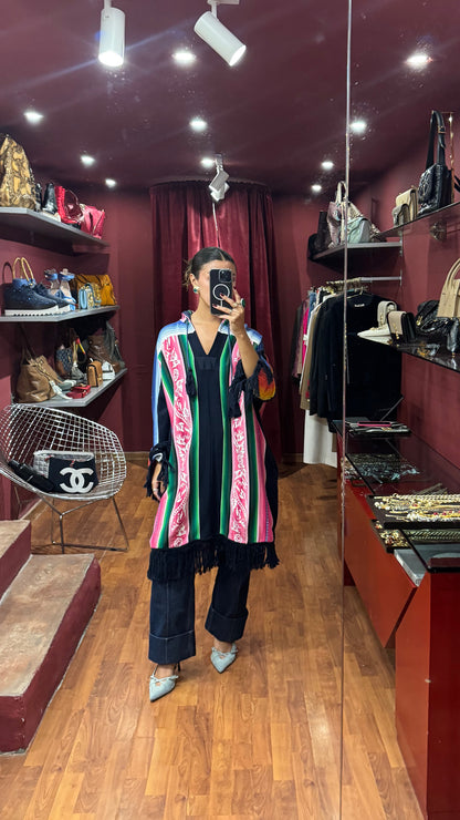 SACAI MULTICOLOR PONCHO