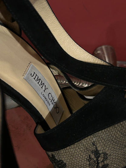 JIMMY CHOO LACE AND VELVET SHOES (38)