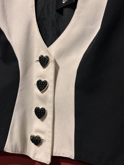 BICOLOR JACKET WITH HEART BUTTONS