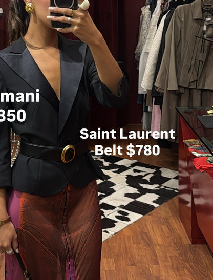SAINT LAURENT OVAL LEATHER BELT