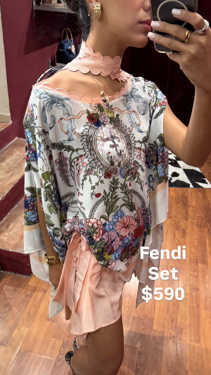 FENDI SHORT & BLOUSE SILK SET
