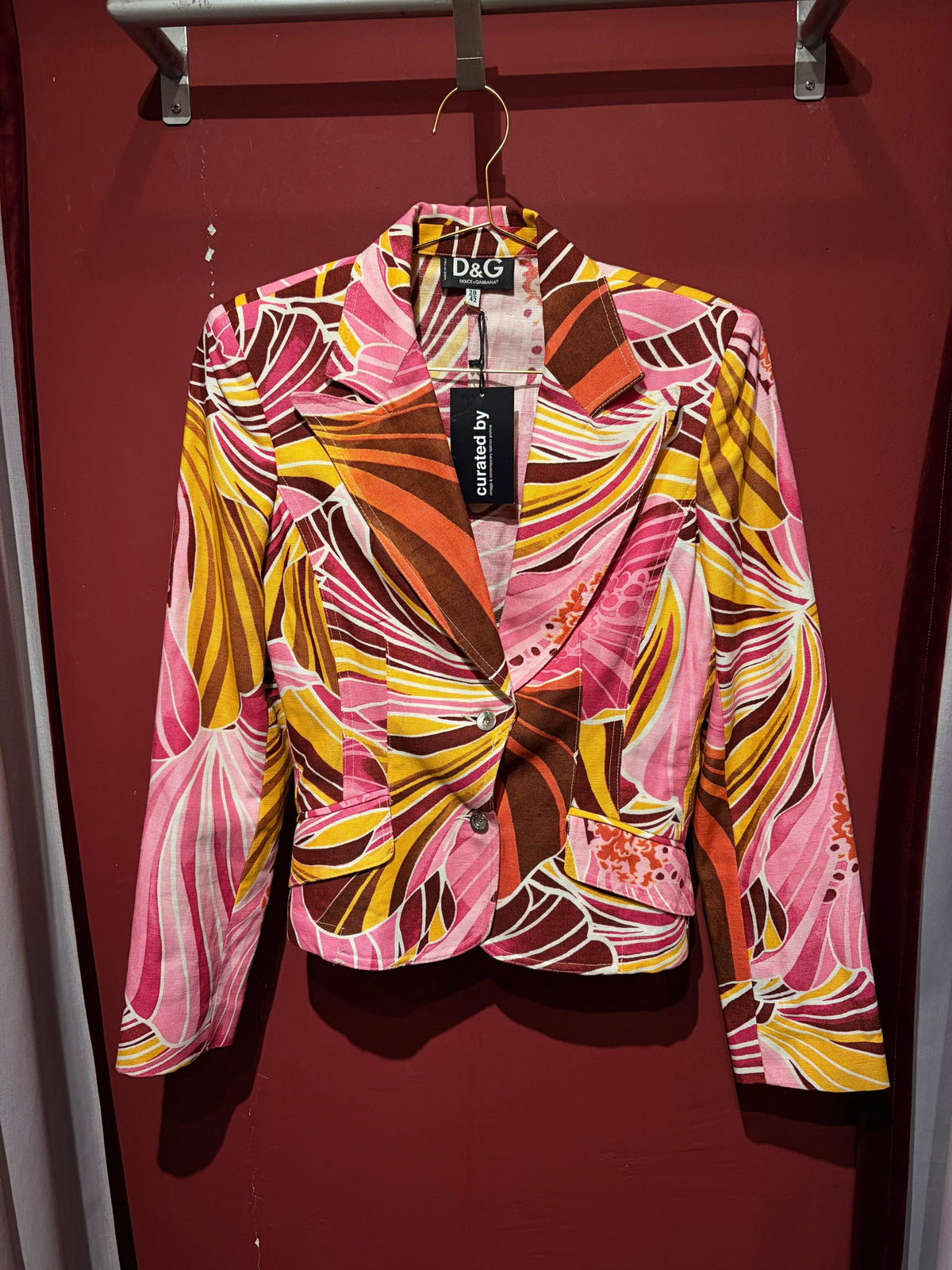 DOLCE AND GABANNA COTTON BLAZER WITH FLOWER PRINT