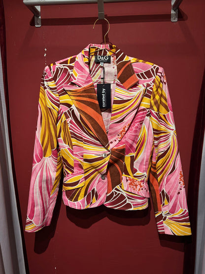 DOLCE AND GABANNA COTTON BLAZER WITH FLOWER PRINT