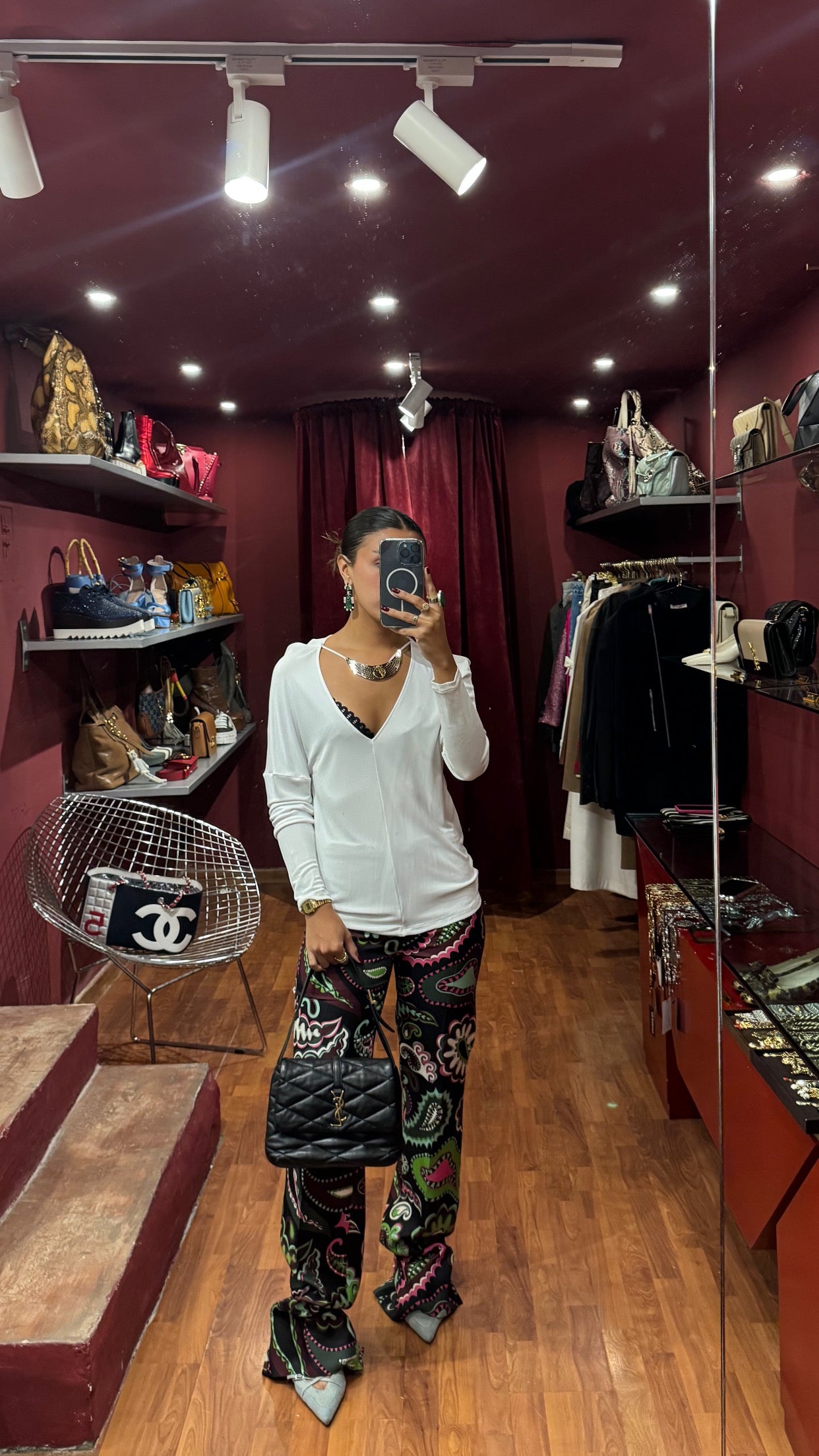 VERSACE TOP WITH INSERTED NECKLACE