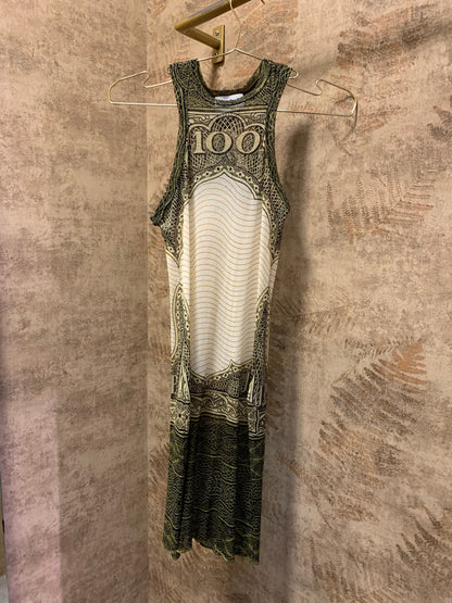 JEAN PAUL GAULTIER MESH MONEY PRINT SHORT DRESS