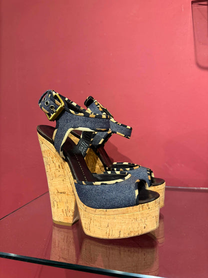 GIUSEPPE ZANNOTTI DENIM PLATFORM SANDALS- SIZE 37