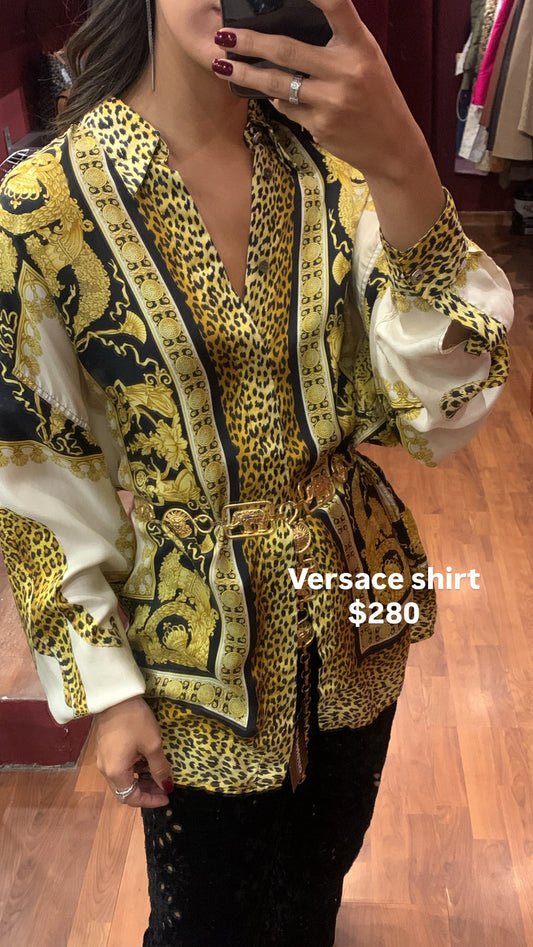 VERSACE VINTAGE MEDUSA ANIMAL PRINT SHIRT