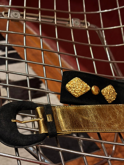 YVES SAINT LAURENT SUEDE BELT WITH GOLD DETAILS