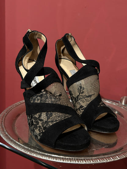 JIMMY CHOO LACE AND VELVET SHOES (38)