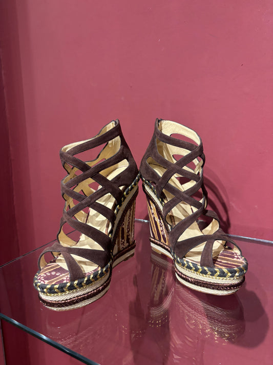 CHRISTIAN LOUBOUTIN TRIBAL SUEDE SANDALS