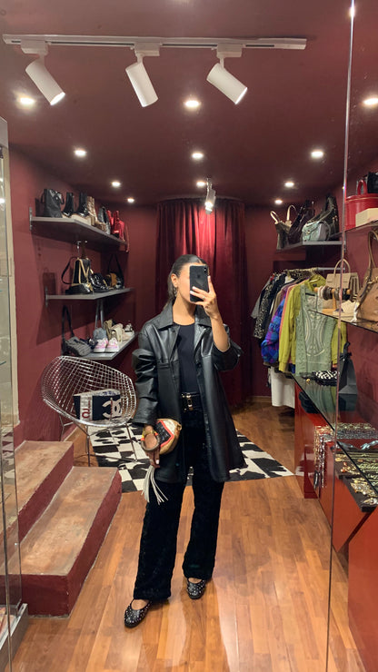 VERÁ PELLE OVERSIZED BLACK LEATHER JACKET