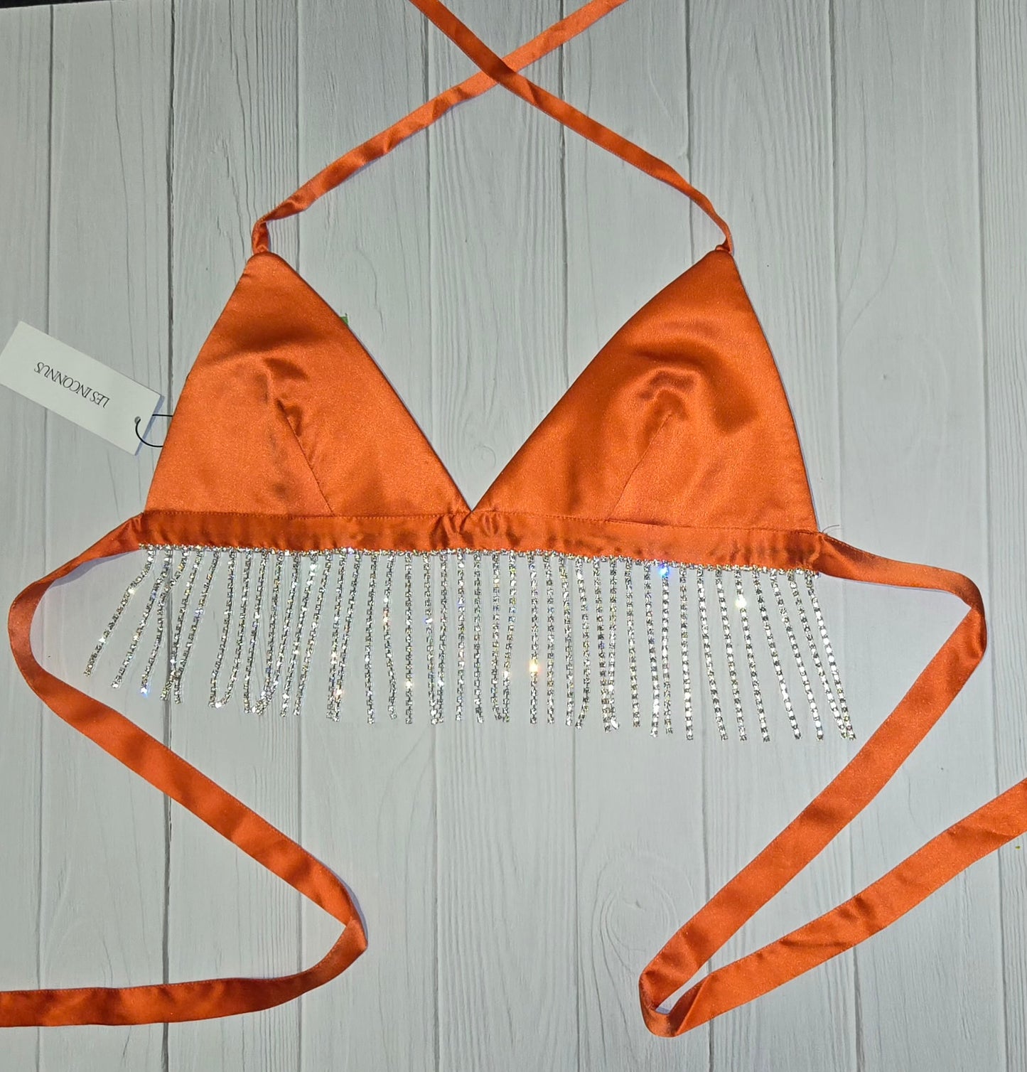 LES INCONNUS BRA TOP WITH CRYSTALS